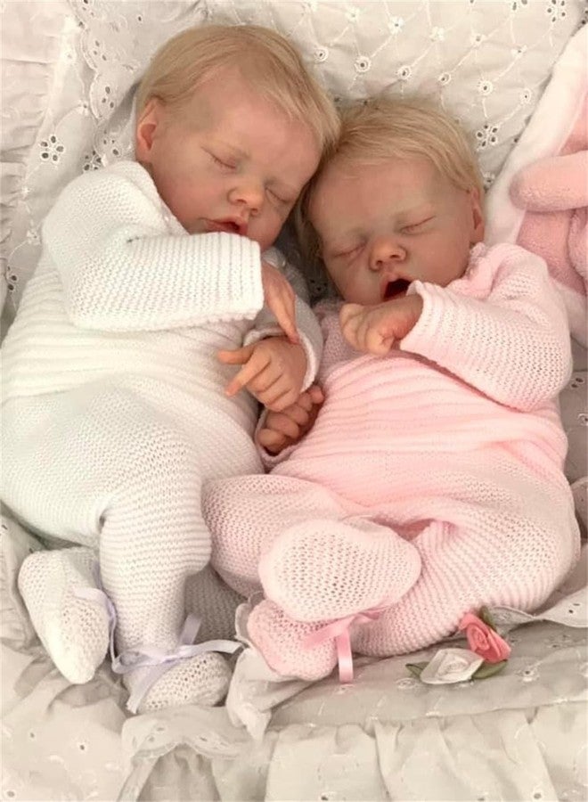 Anano Reborn Baby Dolls Twins Boy and Girl, 18Inch Realistic Baby Dolls Silicone Full Body, Full Silicone Babys Doll, Newborn Real Life Babys Doll Reborn Twin with Accessories - Image 1
